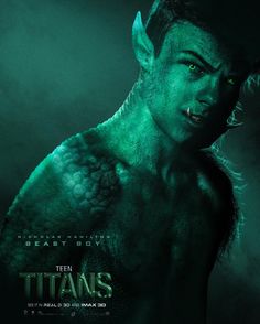 an image of a man with green hair and fangs on his face in the movie titans