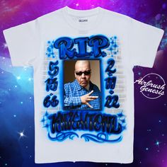 a t - shirt with an image of a man wearing sunglasses