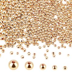 PRICES MAY VARY. 5 Sizes Golden Beads: 295pcs spacers about 2mm in diameter; 200pcs 2.5mm spacer beads; 95pcs 3mm round beads, 55pcs 4mm beads, and 50pcs 5mm beads, about 0.5~1.5mm in hole, enough quantity to meet your needs of making jewelry. 18K Plated Beads: In 18K plated gold, shinny and bright, making your jewelry more attractive and eye-catching. Made of high quality brass, hard and not easy to break, in smooth surface, can be used for a long time. Spacer Beads: These round metal spacer ch Crimp Bead Covers, Lampwork Bead Jewelry, Golden Beads, Christmas Decorations Wreaths, Pulseras Diy, Bracelet Diy, Large Hole Beads, How To Make Necklaces, Rhinestone Bead