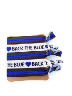 Comes with 5 ties on a card. Great to use for hair ties- cinch free! No tears. :) Also great accessories on the wrist. Police Gifts, Back The Blue, Blue Back, Blue Line, For Hair, Elastic Band, Hair Ties, Gift Set, Hair Hair