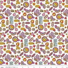 colorful candy land pattern on white background