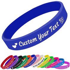 Personalized Silicone Wristbands, Custom Bulk Rubber Bracelets – Amlion.Store Rubber Wristbands, Custom Wristbands, Motivational Bracelets, October Ideas, 13th Birthday Gifts, Ball Aesthetic, Custom Bracelet, School Supply Labels, Rubber Bracelets