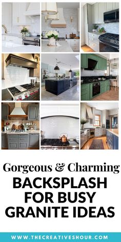 the words gorgeous and charming backsplash for busy granite ideas on top of pictures