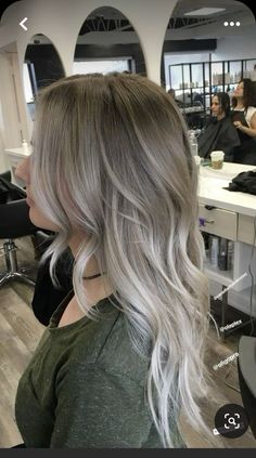 Balayage Hair Ash Grey Platinum Blonde, Ash Blond Dark Roots Balayage, Dark Blonde To Platinum Balayage, Grey Balayage On Blonde Hair, Ashy Blond Brown Hair, Brown And Ashy Blonde Hair, Light Cool Ash Brown Hair, Ashy White Balayage, Ash Brown With Platinum Balayage