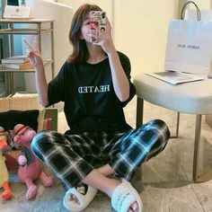 Female Sleepwear, Moda Ulzzang, Cotton Nightwear, Teen Swag, Teen Swag Outfits, Seoul Fashion, Style Korea