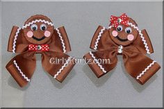 Gingerbread Man Hair Bow Christmas Hair Bow by GirlyKurlz on Etsy, $10.00 Gingerbread Hair Bow, Gingerbread Hair, Christmas Hair Clip, Ribbon Sculptures, Hair Man, Ribbon Sculpture, Christmas Hair Bows, Diy Bows, Bow Christmas