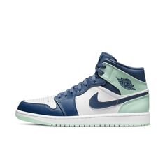 Nike Air Jordan 1 Mid US Men's Size 10.5 Mystic Navy Mint Foam White 554724-413. Brand New In Box. Ships to eBays Authenticator first then to you. Air Jordan 1 Mid Blue, Jordan 1 Mid Blue, Logo Wings, Air Jordan Mid, Original Air Jordans, Jordan Model, Jordan Logo, Nike Swoosh Logo, Nike Air Jordan 1 Mid