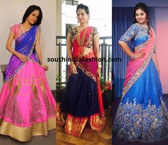 Off Saree Designs, Half Saree Colour Combinations, Half Saree Color Combinations, Pink Half Sarees, Saree Color Combinations, Half Saree Designs, Colour Combinations, Half Saree, Saree Designs