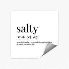 a piece of paper with the words salty and saw - teed ad on it