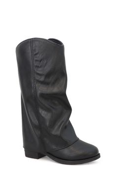 A ruched faux leather shaft cascades over a tall boot, showcasing a chunky block heel that defines a playful, kid-approved style. Side zip closure Synthetic upper/textile lining/synthetic sole Imported Tall Boot, Chunky Block Heels, Fall Accessories, How To Make Shoes, Cold Weather Accessories, Ray Ban Sunglasses, Tall Boots, Girls Accessories, Boys Shoes