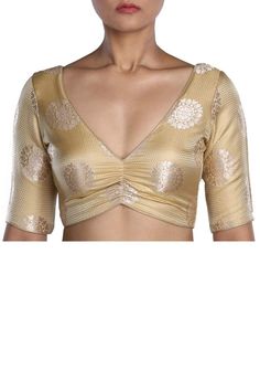 Golden Blouse Designs Pattern Style, Brocade Blouse Designs Pattern Fashion Styles, Golden Blouse Designs, Gold Blouse Designs, Ikat Blouse Designs, Black Color Hairstyles, Brocade Blouse Designs, Golden Blouse