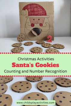 christmas activities santa's cookies counting and number recognition for kids to play with in the classroom