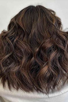 Dark Chocolate Brown Balayage Curls for Medium Choppy Haircut Balayage Curly Hair, Brown Curls, Balayage Color