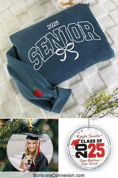 an image of a graduation photo with the words senior on it and a graduate ornament