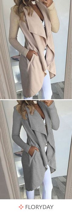 Wind Coat, Mode Mantel, Outfit Top, Lapel Jacket, Fashion Comfortable, Casual Cardigans, Fashion Mode, Up Girl, White Pants