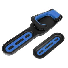 two black and blue plastic handles with holes