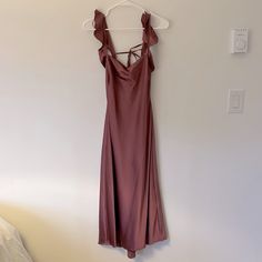 New With Tags But There Is A Water Stain From An Iron On The Back Bottom Of The Dress (See Photos). I Haven’t Dry Cleaned It So It Might Still Come Out. Miranda Dress, Ribbed Bodycon Midi Dress, Dark Mauve, One Shoulder Midi Dress, Flowing Dresses, Astr The Label, Mauve Color, Pleated Midi Dress, Satin Midi Dress