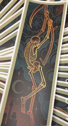 skeleton playing cards are stacked on top of each other