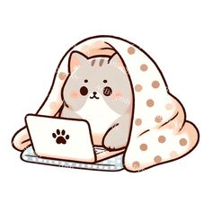 a cat that is sitting in front of a laptop on the ground with a blanket over it