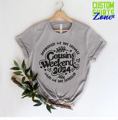 Cousins Weekend 2024 Shirt,Adult Youth Cousins Group Tshirt,Family Matcing Tees,Cousin Trip Shirt,Gift for Cousin,Cousins Weekend Shirts 🎁 Enjoy your shopping ! Need custom made shirts? Don't hesitate to message us! Thanks for your support! CustomShirtsZone_ Family ✨There are all sizes in the dropdown menu. These designs are for both kids and adults. Please make sure you purchased the correct size. ----- How To Order ----- 1-) Please, check and review all the photos. 2-) Choose your t-shirt siz Cousin Trip Ideas, Cousins Trip, Gift For Cousin, Uk Trip, Custom Made Shirts, Thanks For Your Support, Matching Colors, Travel Shirts, Trip Ideas