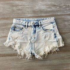 High Waisted Distressed Jean Shorts. Never Worn, They Have Just Sat In My Closet. Let Me Know If You Have Any Questions! Summer Ripped Washed Blue Shorts, Distressed Summer Shorts For Day Out, Summer Distressed Shorts For Day Out, Light Wash Frayed Hem Shorts For Day Out, Trendy Light Wash Shorts, Summer Light Wash Ripped Jean Shorts, Distressed High Waist Jean Shorts For Day Out, Light Wash Distressed Beach Shorts, Distressed High Rise Shorts For Day Out