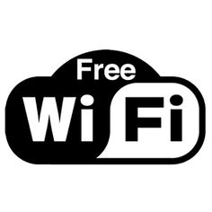 the free wifi logo is shown in black and white, with an image of a cloud above it