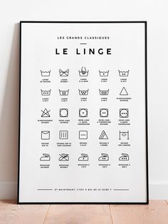 a black and white poster with the words le linge written in different languages on it