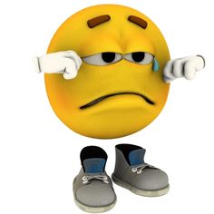 a yellow emoticure with one hand on his head