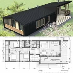 the floor plan for a small house with two levels and one level on each side