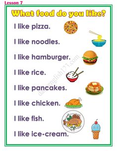 what food do you like? worksheet with pictures and words for children to learn