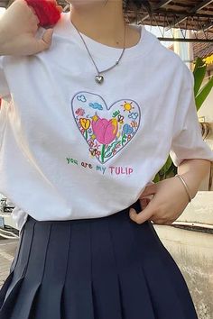 Tulip Flower Embroidery Aesthetic T-Shirt, aesthetic white tees, graphic tees Cute Embroidered Graphic Tops For Spring, Cute Embroidered Short Sleeve T-shirt, Cute Embroidered T-shirt For Spring, Cute Embroidered Summer T-shirt, Cute Short Sleeve Top With Embroidered Text, Spring Graphic Tee With Embroidered Graphics, Cute Embroidered T-shirt With Relaxed Fit, Cute Embroidered Relaxed Fit T-shirt, Cute Floral Embroidery Short Sleeve T-shirt