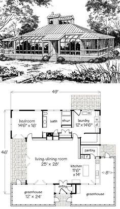 two story house plans with an open floor plan for the front and back of the house