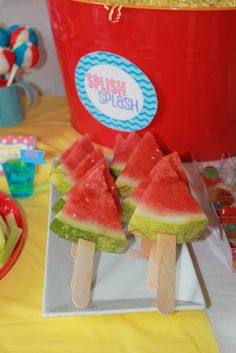 watermelon pops are on the table ready to be eaten