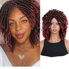 Click to view more Queentas wig styles Brand Name: Queentas Hair Color: Black mix blonde Hair Density: 150% full density Length:12 inches (Natural State) Hair Material: High-quality heat-resistant synthetic fiber dreadlock wig for women. Hair Type: dreadlock wig for black women and men, short curly wigs, faux locs twist hair? braided wigs Insidnet: elastic net with clip, adjustable Package Include: 1*fashion wig 1*wig cap(black)+1*100 PCS Free Top Hairline: You are free to restyle your hair as y Curly Braid, Red Curly Wig, Dreadlock Wig, Curly Braids, Braid Wig, Wigs Short, Wig For Black Women, Twist Hair, Braided Wigs