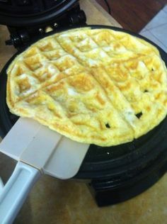 a waffle sitting on top of an air fryer