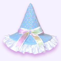 Whimsical Hats For Carnival, Pastel Witch, Clown Hat, Silly Clothes, Random Clothes, Funky Shirts, Witch Hats, Rainbow Flower, White Details