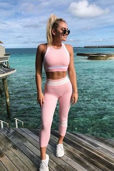 Legging Court, Pink Suit, Ocean Inspired, Workout Outfit