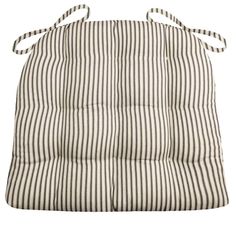 Our Black Ticking Stripe dining chair pads are made in a traditional ticking of black stripes on unbleached cotton - perfect for a farmhouse or traditional style decor! Made in USA with American-Made materials & fabric Latex foam fill for premium comfort, lasts longer than other foams and won't go flat (unlike poly Dining Room Chair Cushions, Blue Dining Chair, Porch Rocker, Rocking Chair Cushions, Farmhouse Chairs