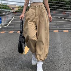 Stunning Retro Hippie Drawstring Loose Straight Wide Leg Casual Women Lantern Trousers Adorable Y2K Streetwear Amazing Specifications (approx) Size (cm): S-M-L Waist: 62-80, 66-84, 70-88 Hip: 110-114-118 Length: 91-92-93 Color: Khaki Hip Hop Trousers, Hip Hop Pants, Tie Women, Baggy Cargo Pants, Cargo Pants Outfit, Fall Pants, Style Hip Hop, Hip Hop Style, Baggy Trousers