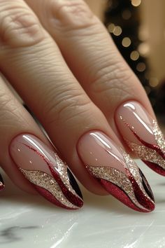 Red French, Purple Nail Designs, Spring Nail Art, Christmas Nail Art, Nail Accessories, Purple Nails, Gold Nails