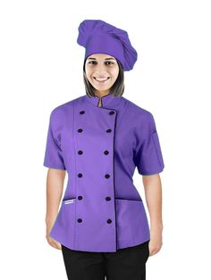 PRICES MAY VARY. Cloth buttons closure Culinary Chef Jacket for Women- This Chef Uniform is for Executive Chef, Line Chef, Caterers and a wonderful Gift for chef. Matching Colour Chef Hat of same cloth with Velcro fasteners so would fit XS to XXL. Poly/Cotton blend- This Poly cotton blended cloth gives you comfort and Cool feel while working in the hot Kitchen. This Chef Outfit has 10 Black cloth Covered Buttons with 2 patch pockets and one thermometer pocket. This chef Uniform is suitable for a Bakers Uniform Woman, Janitor Uniform Women, Chef Coat Design For Women, Chef Dress For Women, Chef Clothes Design, Chef Outfit Women, Chef Outfit Women Style, Chefs Outfit, Chef Uniform Women