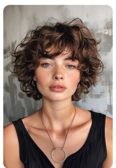 Cold Wave Perm Short Hair, Short Curly Round Haircuts, Short Permed Hairstyles With Bangs, Curly Perm Short Hair, Loose Curl Perm Short Hair, Wavey Hair Styles Short Natural, Perm Short Hair Girl, Loose Spiral Perm Short Hair, Perm Hair Short