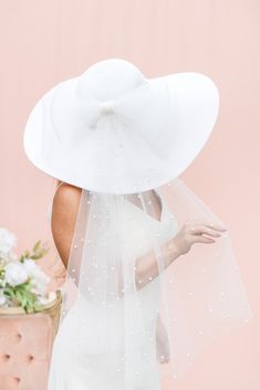 Inspired by the barbie movie, this hat is the perfect wedding floppy hat, complete with a crinoline bow and pearl tulle veiling Tulle Hat For Weddings And Kentucky Derby, Wedding Hats With Bow For Royal Ascot, Wedding Hat With Bow For Kentucky Derby, Chic Wedding Hat With Bow, White Wedding Hat With Bow, Elegant Summer Tulle Hats, The Barbie Movie, Bridal Hat, Tulle Veils