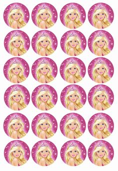 barbie doll stickers with blonde hair and tiara on her head, surrounded by stars