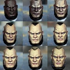 multiple shots of different facial expressions on a man's head