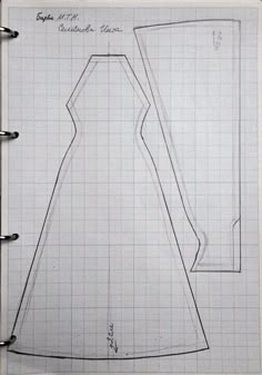 a drawing of a dress pattern on a piece of paper