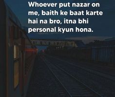 a train traveling down tracks with the words, whoever put nazzar on me, bath