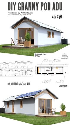 the plans for a small house are shown