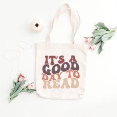 It's Good Day to Read Tote Bag, Book Lovers Gift, Book Bag, Reading Tote Bag, Book Club Gift Bag, Library Bag, Canvas Tote Bag, Reading Gift How to Order Custom Tote Bag, Personalized Tote Bag For Shopping Bulk Custom Text Tote, 15"W x 16"H🎨 1)Pick a color of your choice 2)Select your quantity 3)Please type in the personalization box your text and font . If you want design and logo, please send them over ETSY message panel. Production Processes and Shipment🚀⚡ Processing is 1-3 days. After we m Bookish School Bags With Letter Print, Bookish Tote Bag For Everyday Use, Tote Bag Book Design, Everyday Use Tote Bag, Bookish Canvas Tote Bag For Everyday Use, Everyday Bookish Tote Canvas Bag, Bookish Rectangular Bag For Daily Use, Literary Style Letter Print Bag, Bookish Tote Bag With Letter Print