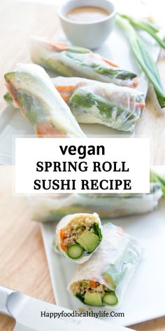 vegan spring roll sushi recipe on a plate